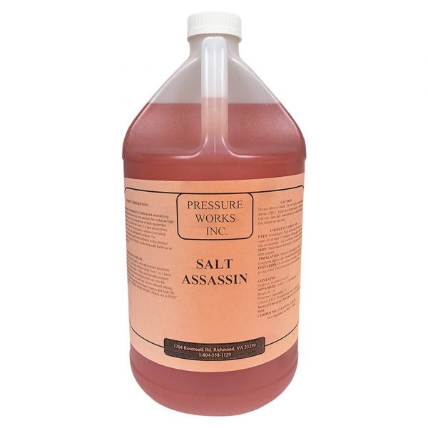 Salt Assassin For cleaning and neutralizing road salts that find their way onto and into the undercarriage of vehicles, as well as, construction & farm equipment by Pressure Works